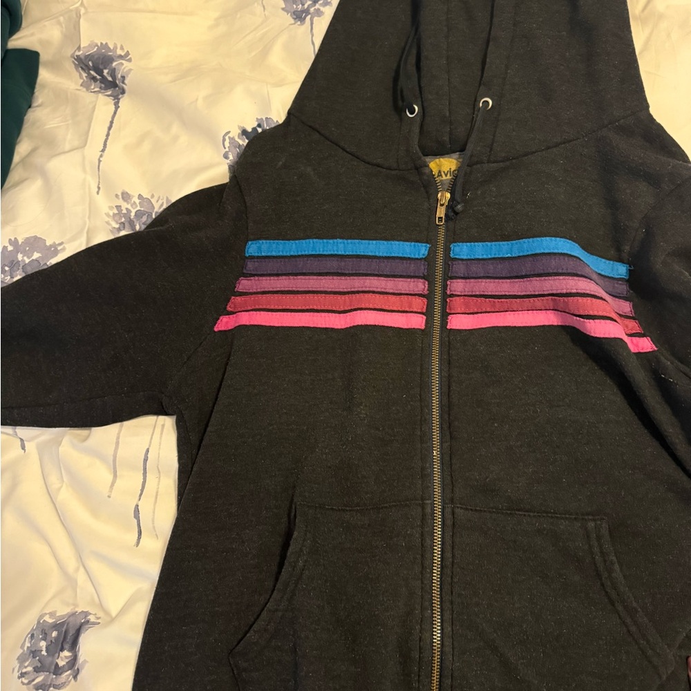Hooded Jacket with Colorful Stripes